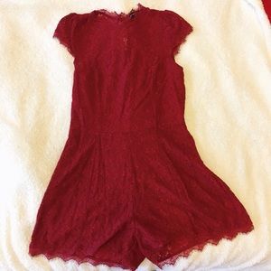 Red lace romper